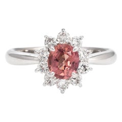 No Heat Natur Moschusrosa Padparadscha Saphir Ring Platin Verlobung