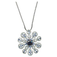 1.76 Carat Iolite 1.44 Carat Sapphires 2.93 Carat Diamonds White Gold Necklace
