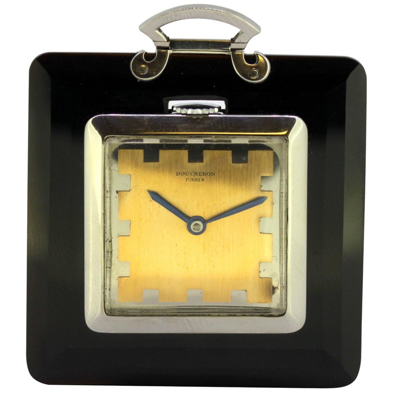 Boucheron, Onyx Open-Faced Square Pocket Watch, France, 1930s For Sale ...