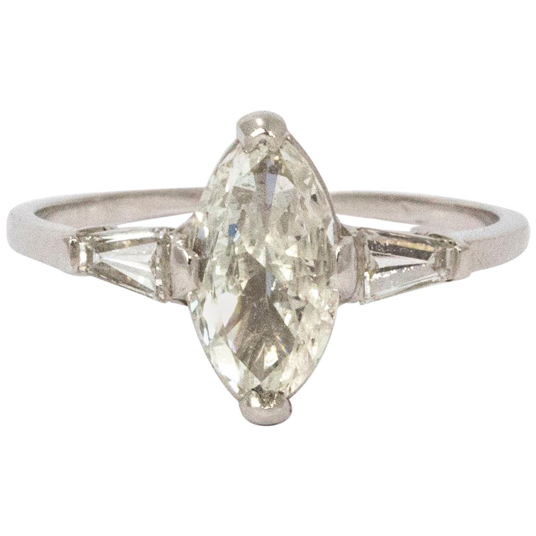 Diamond Platinum Ring, circa 1935 For Sale