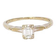 Art Deco Baguette Diamond 14 Carat White Gold