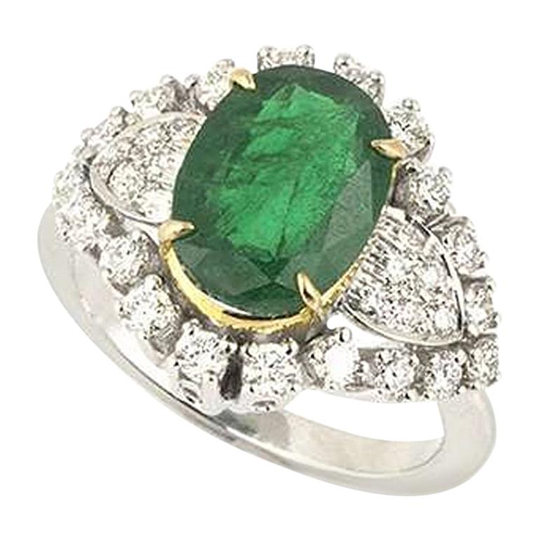 Emerald and Diamond Ring 2.80 Carat