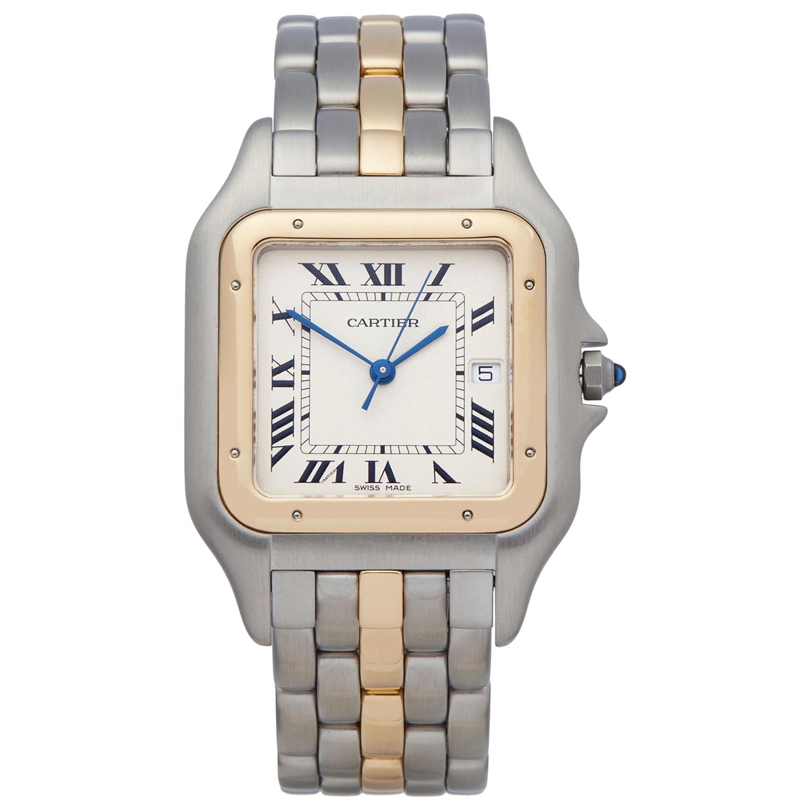 Cartier Panthere Single Row Stainless Steel and 18K Yellow Gold 8395 Wristwatch