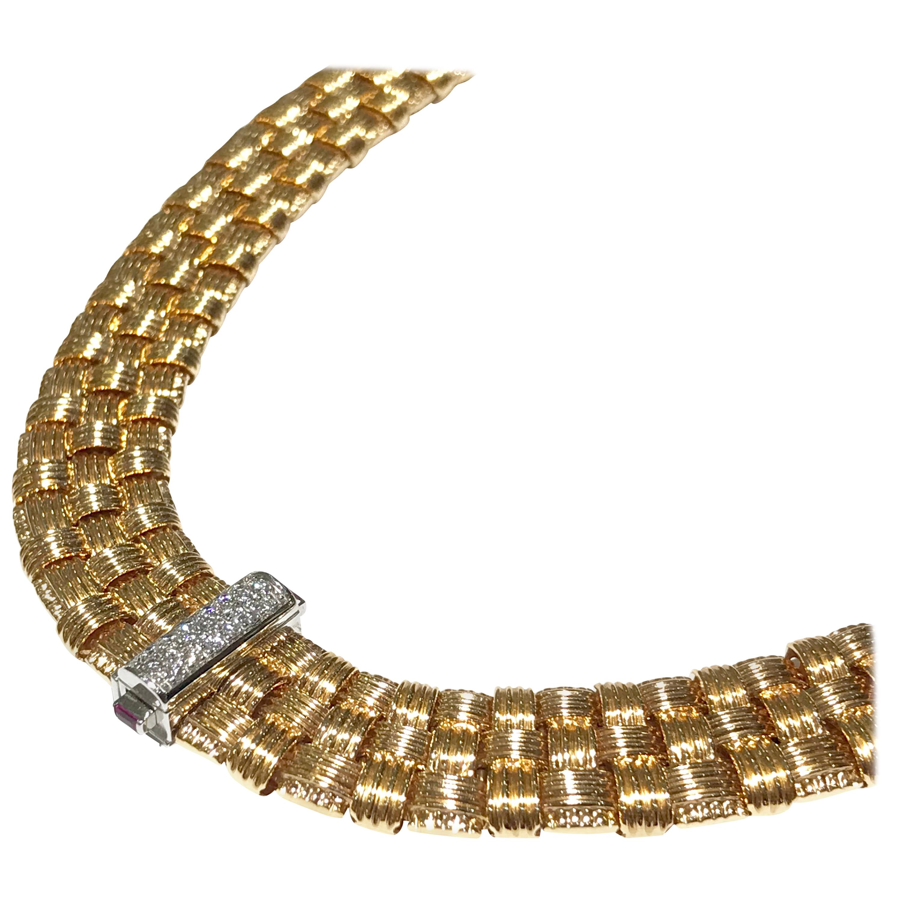 Roberto Coin Appassionata like Brilliant 3-Row Necklace with 0.22 Carat Diamonds For Sale