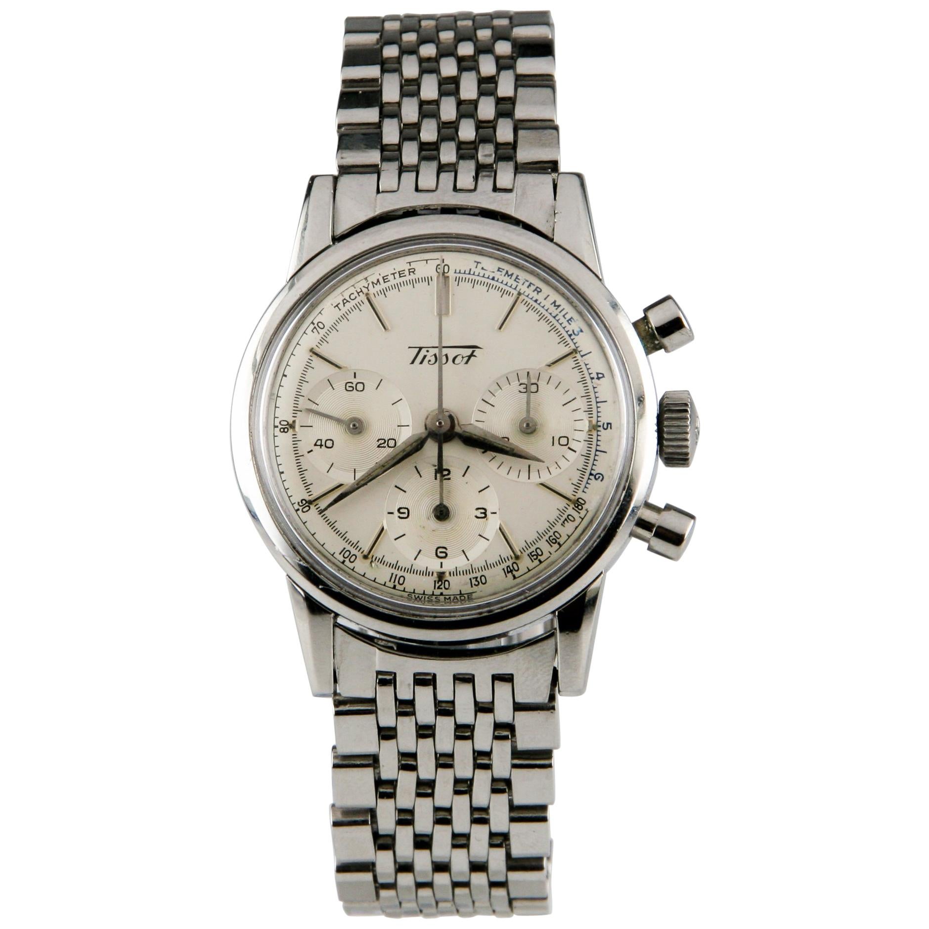 Tissot Chronograph MVMT 1281 Vintage Stainless Steel Men's Watch with Subdials