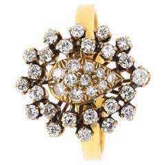 14 Karat Yellow Gold Diamond Cluster Vintage Ring