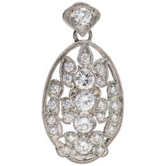 Platinum Oval Shaped Pendant with Diamonds