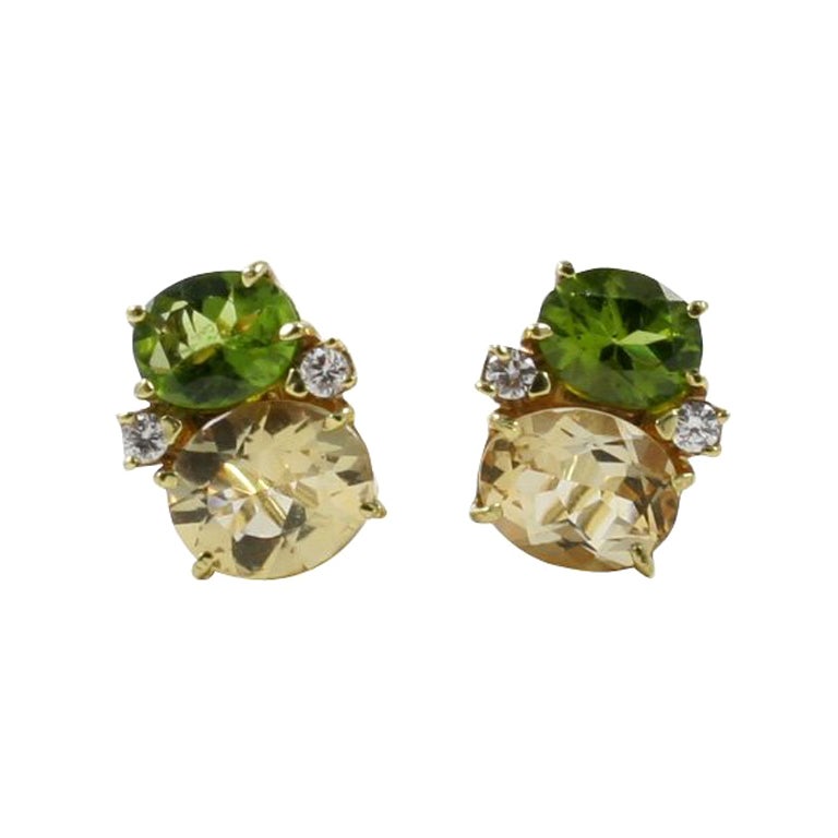 Medium GUM DROP™ Earrings with Kunzite and Peridot and Diamonds For ...
