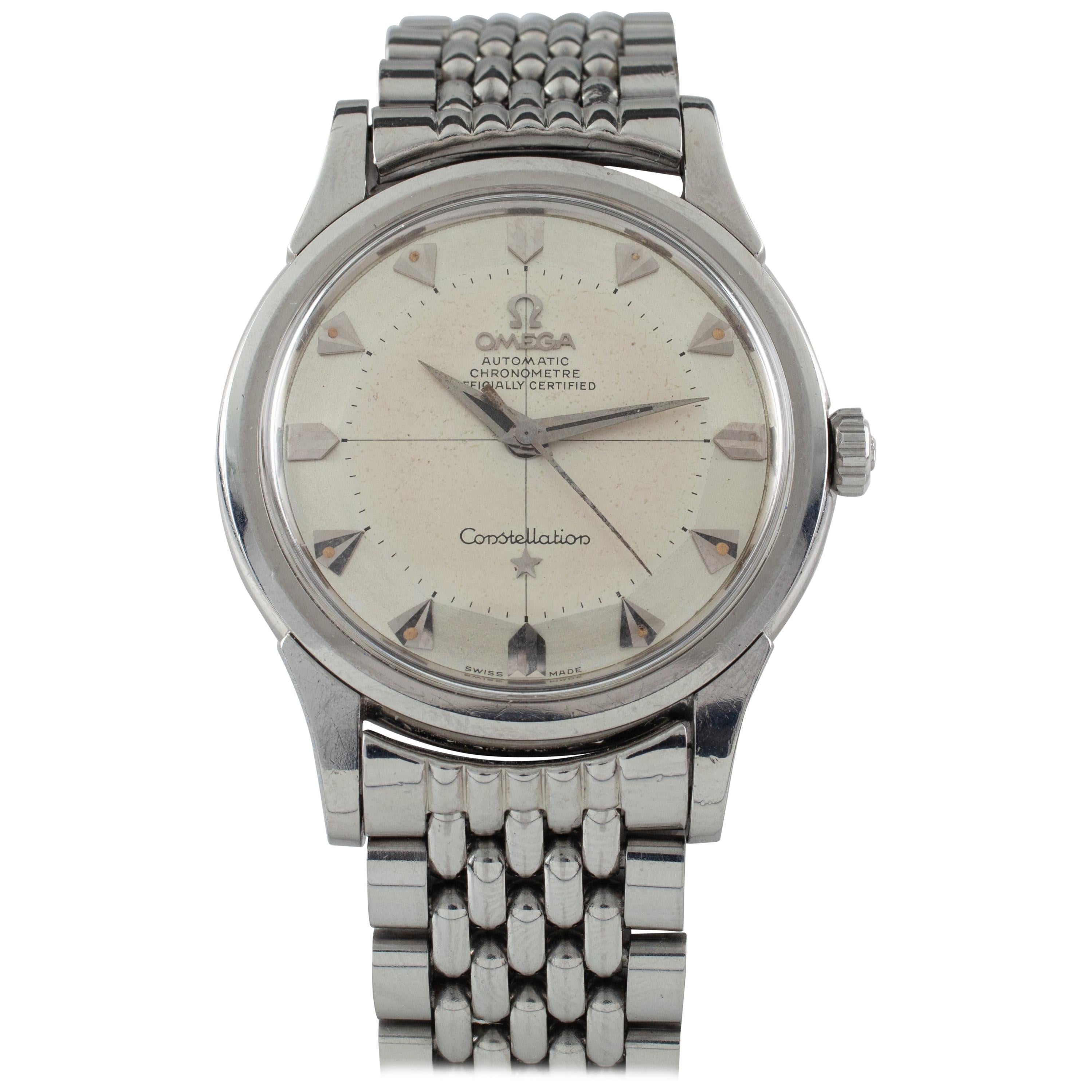 Omega Vintage Constellation Pie Pan Stainless Steel Watch #551 #14381