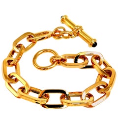 Toggle Bracelet Chain Linked Natural Sapphires 18 Karat