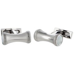 Charriol Columbus Stainless Steel and Mother of Pearl Cylinder Cufflinks