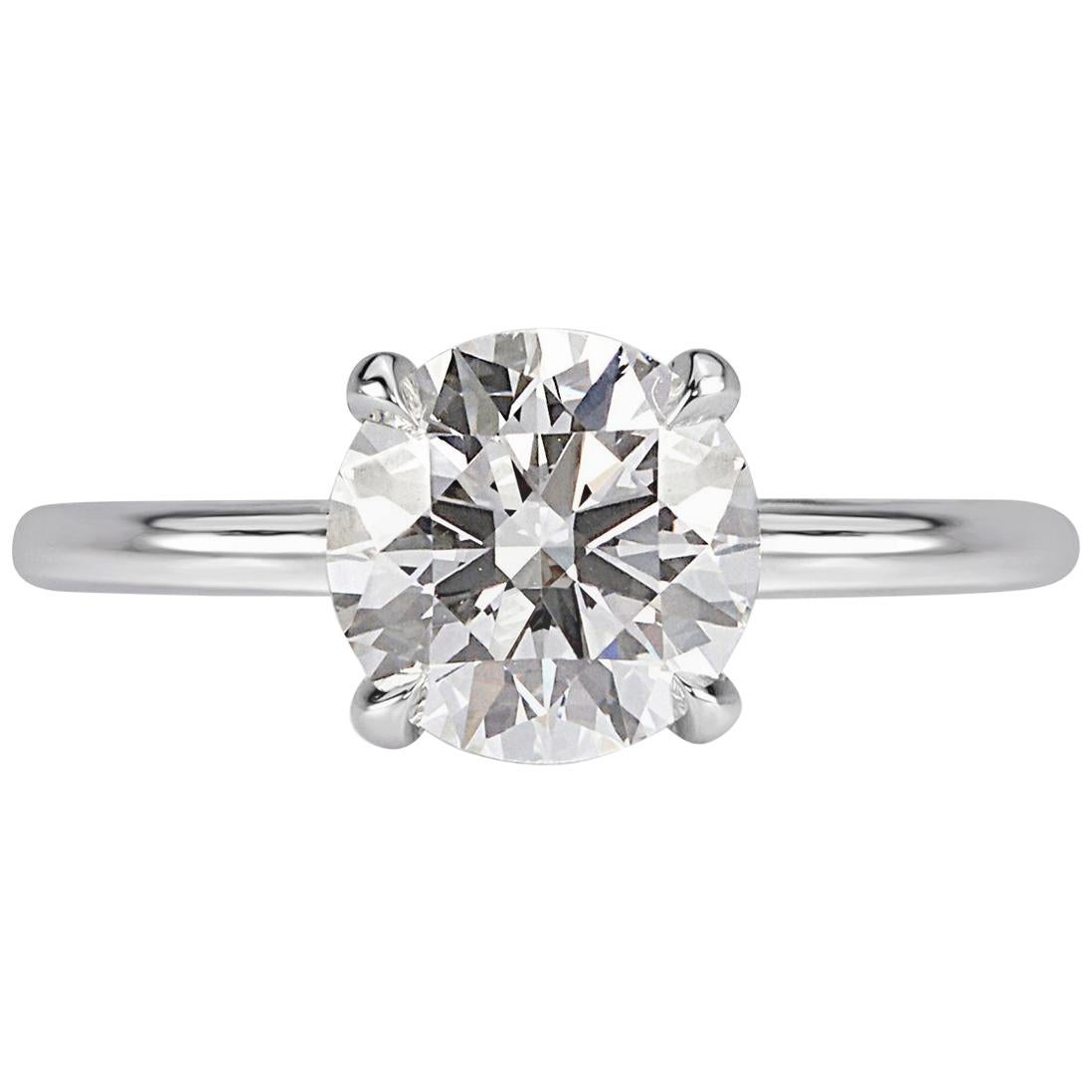 Mark Broumand 1.73 Carat Round Brilliant Cut Diamond Engagement Ring For Sale