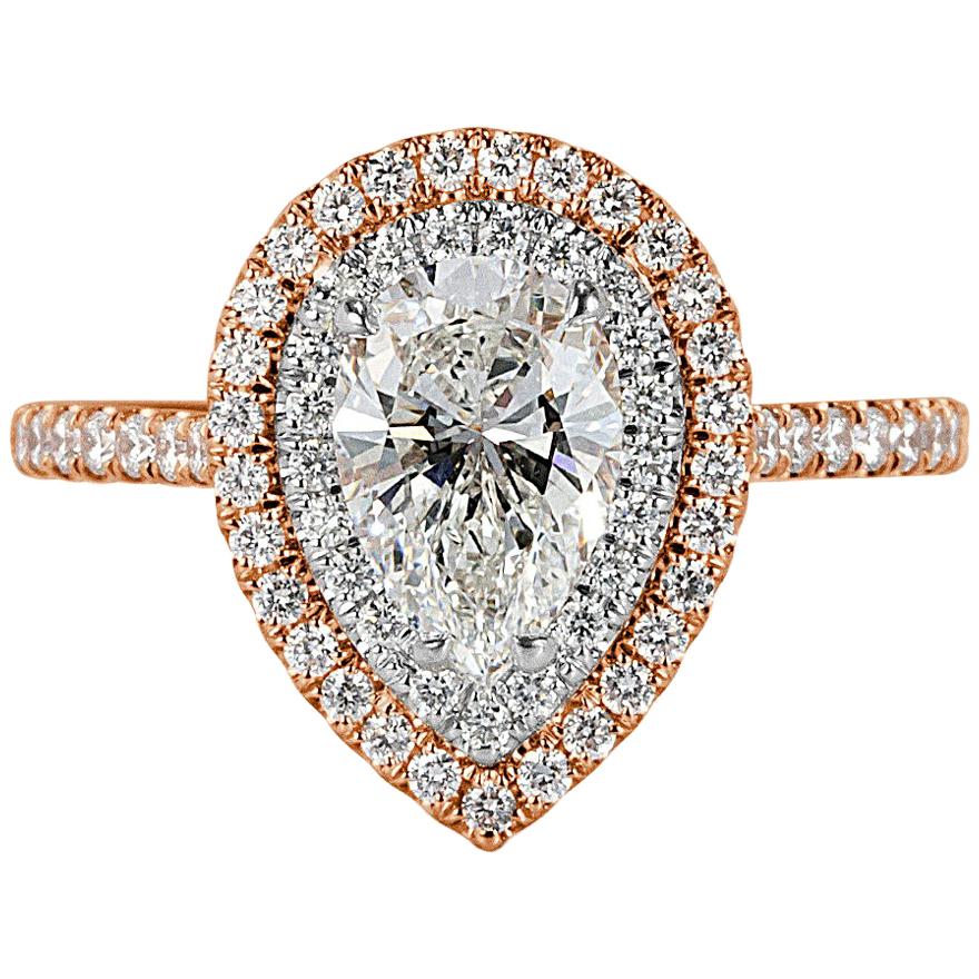 Mark Broumand 1.48 Carat Pear Shaped Diamond Engagement Ring