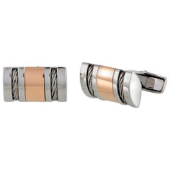 Charriol Stainless Steel Rose Gold-Plated Cable Rectangle Cufflinks