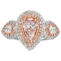 Mark Broumand 2.55 Carat Fancy Light Pink Pear Shaped Diamond Engagement Ring