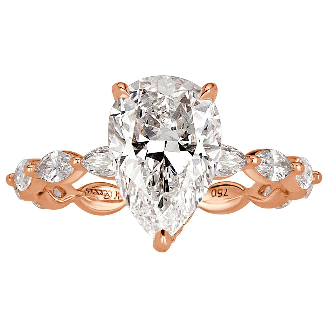 Mark Broumand 3.04 Carat Pear Shaped Diamond Engagement Ring
