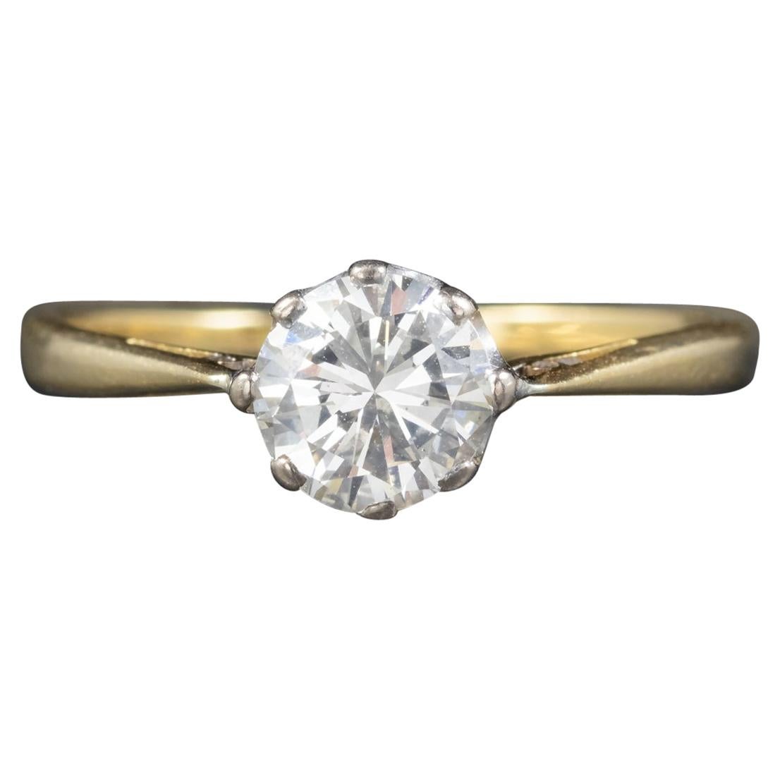 Antique Victorian Diamond 18 Carat Gold, circa 1900 Solitaire Engagement Ring For Sale
