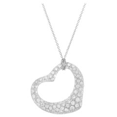 Tiffany & Co. Elsa Peretti Diamond Pave Heart Platinum Pendant Necklace