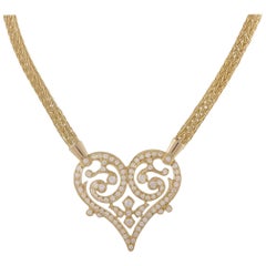 Ilias Lalaounis Full Diamond Heart Yellow Gold Pendant Necklace
