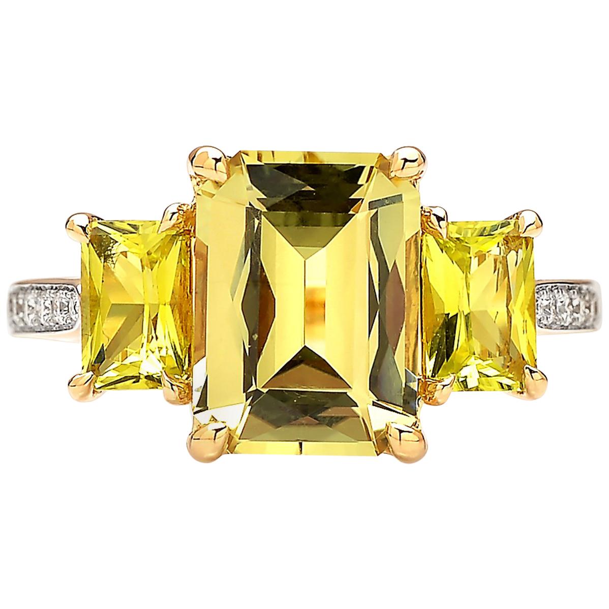 Paolo Costagli 18 Karat Yellow Gold Chrysoberyl, Tourmaline and Diamond Ring