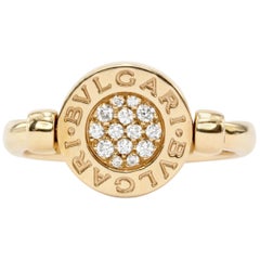 Bvlgari 18 Karat Rose Gold Flip Ring Set with Mother of Pearl and Pave Diamonds