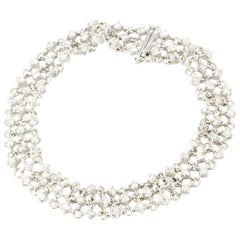 18 Karat White Gold 2 Carat Diamond Woven Bracelet