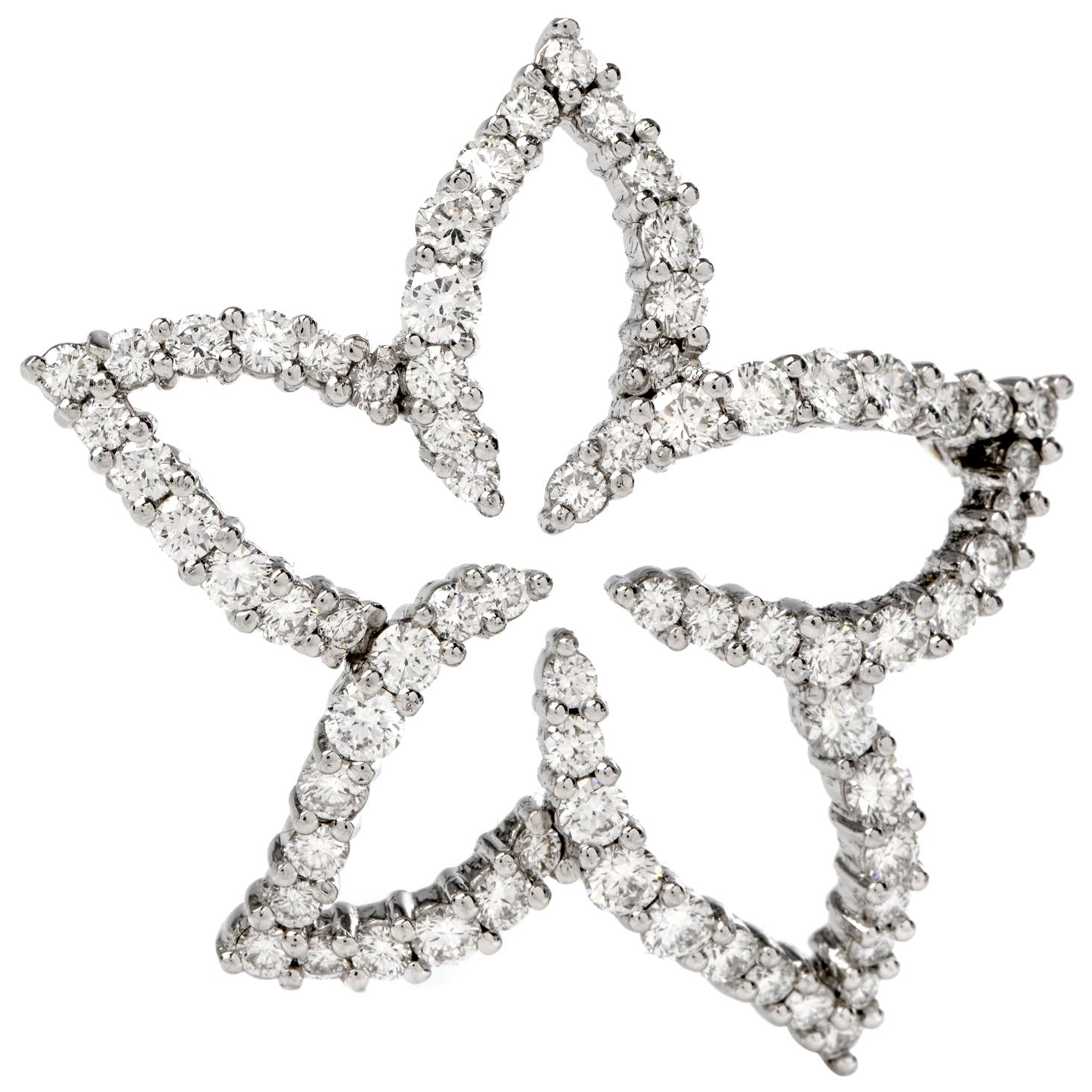 Tiffany & Co. Floral Diamond Platinum Pin Brooch