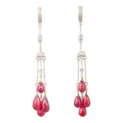 Pendientes de gota de diamante rubí Diseño de araña de Ella Gafter
