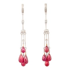 Ella Gafter Ruby Briolette Diamond Tassel Chandelier Earrings