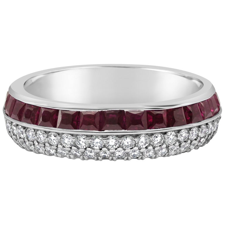 Ruby and Diamond Two-Row Eternity Wedding Band For Sale at 1stDibs