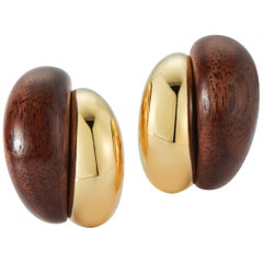 Seaman Schepps Silhouette Wood Gold Earrings