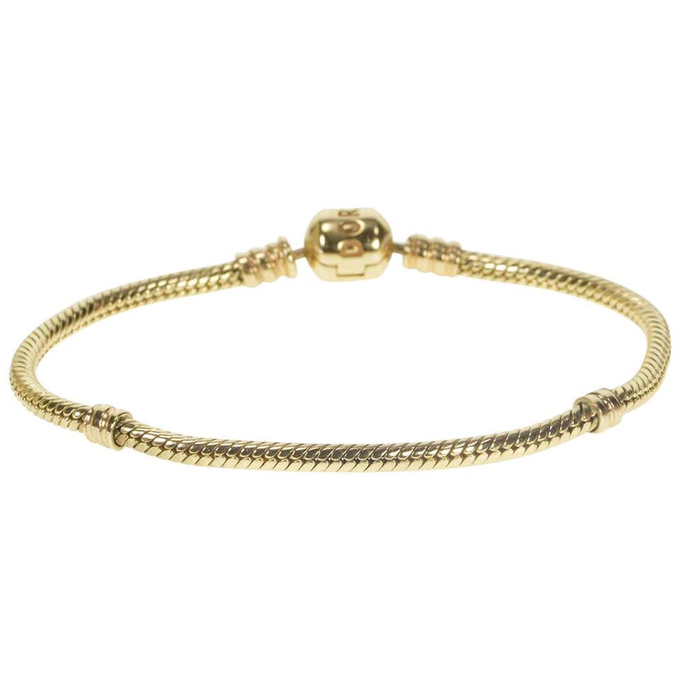 Pandora Moments Gold Clasp Classic Designer Charm Bracelet at 1stDibs ...