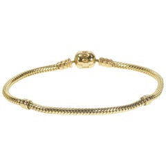 Used Pandora Moments Gold Clasp Classic Designer Charm Bracelet