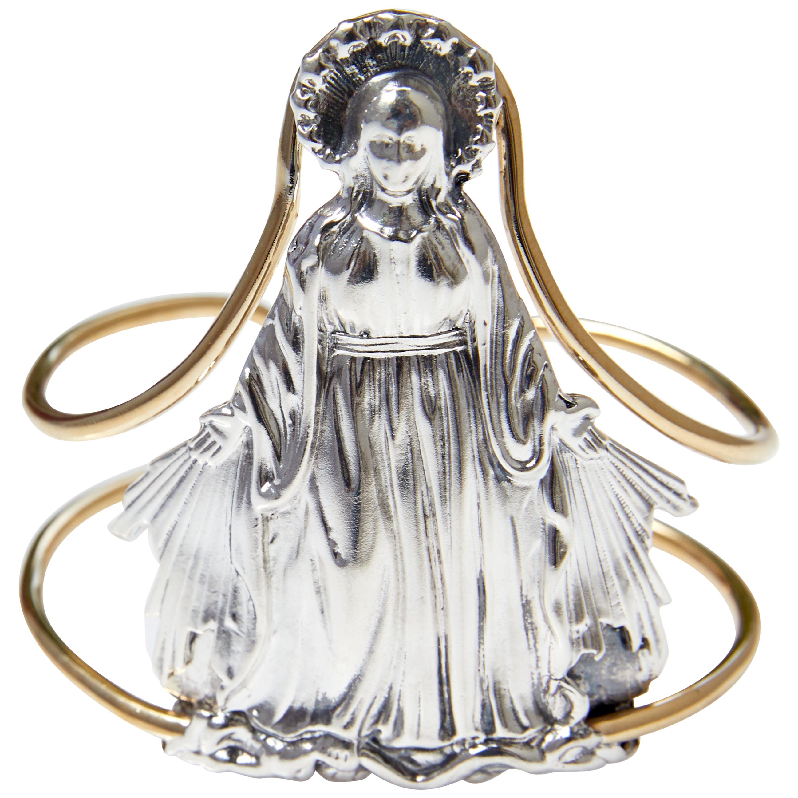 Virgin Mary Mother Mary Arm Cuff Bangle Bracelet Sterling Silver Brass J Dauphin For Sale