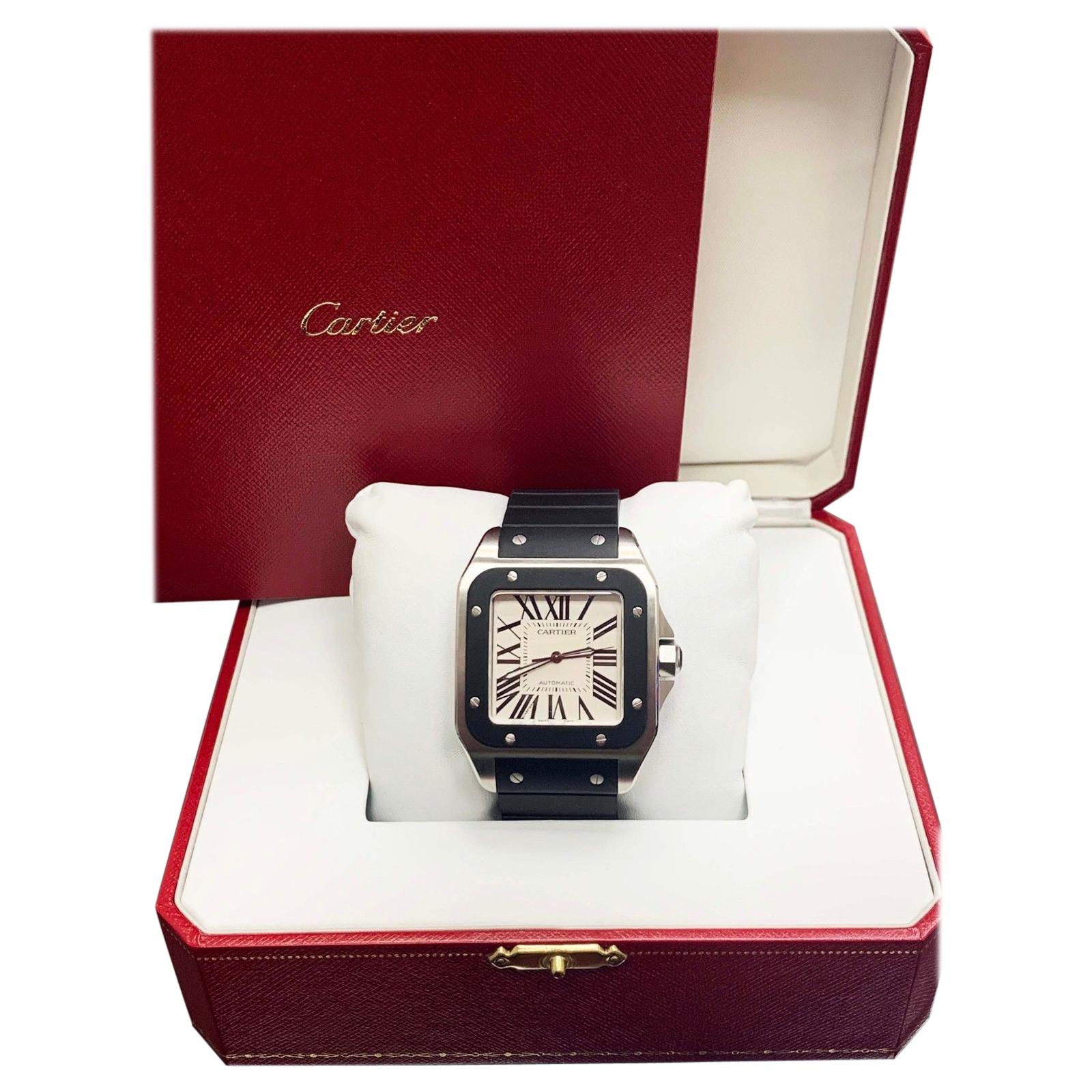 Cartier Santos 100 Ref 3774 W20121 Large Stainless Steel Box and Papers