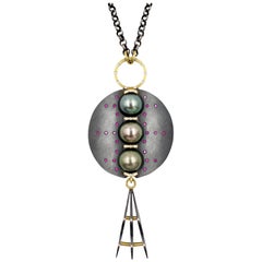 Robin Waynee, 3 Pearl Necklace, Sapphire, Diamond, Pearl, Silver and 18K Gold