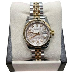Rolex Ladies Datejust 179173 Jubilee Diamond Dial 18K Gold & Steel Box Paper