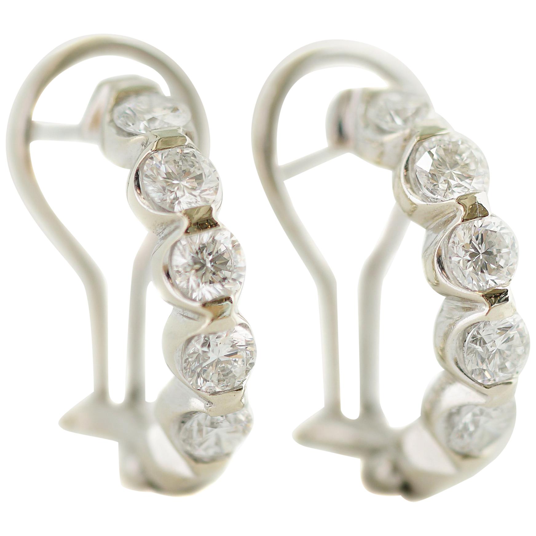 1.8 Carat Diamond 14 Karat White Gold Earrings