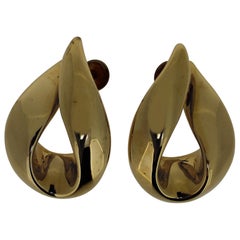 Charles Garnier Paris, 18 Karat Yellow Gold Hoop Earrings, circa 1980 NOS