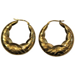 Charles Garnier Paris, 18 Karat Yellow Gold Hoop Earrings, circa 1980 NOS
