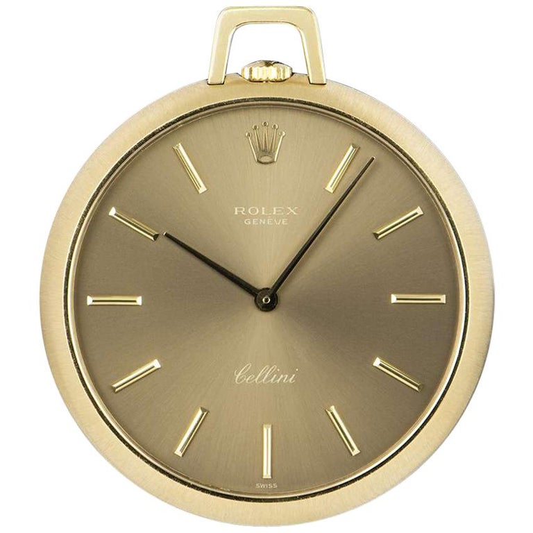 Rolex Cellini Pocket Watch Yellow Gold Bronze Dial 3718 Manual Wind Pocket Watch at 1stDibs