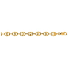 14 Karat Yellow Gold Diamond Cut Puffed Mariner Chain