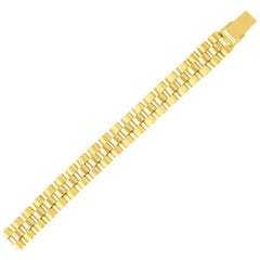 14 Karat Yellow Gold Satin Panther Bracelet