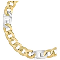 14 Karat Two-Toned Gold Diamond Cut Curb Mariner Bracelet
