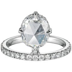 1.60 Carat Rose Cut Diamond Platinum Engagement Ring