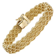 14 Karat Yellow Gold Diamond Cut Crochet Bracelet