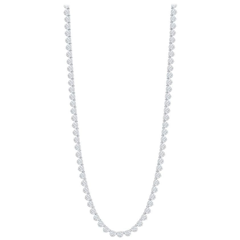 Opera Tennis Necklace 12 Carats 36 Inch For Sale