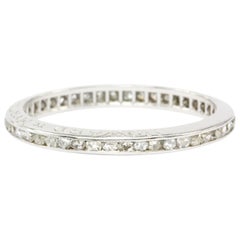 Art Deco Platinum French Cut Diamond Eternity Band