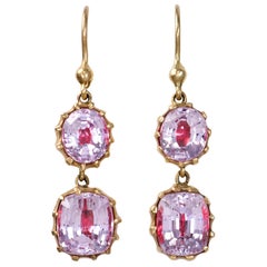 Antique Foil Backed Crystal and Gold Earrings