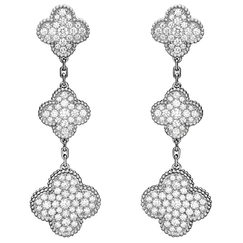 Van Cleef & Arpels Magic Alhambra Diamond 3 Clover Earrings